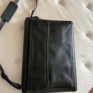 Black Leather Computer Bag / Briefcase